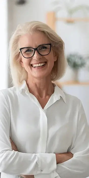 lady in smart white blouse